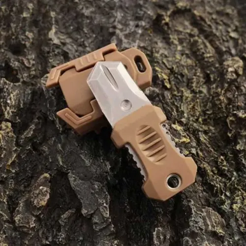 Faca Edc Mini Tática de Sobrevivência Militar TAN Marrom Desert Compacta de bolso Outdoor