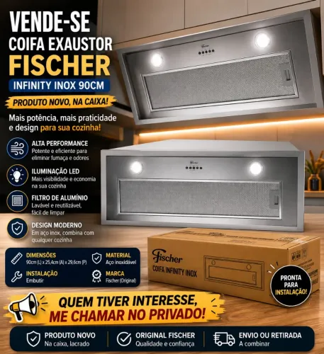 Coifa de embutir fischer infinity 90cm