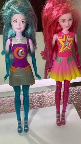Lote 2 Bonecas Barbie Aventura No Espaço Gêmeas Rosa E Azul