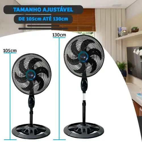 Ventilador de Pé TYF 47 cm Preto, Com 3 Velocidades e Turbo
