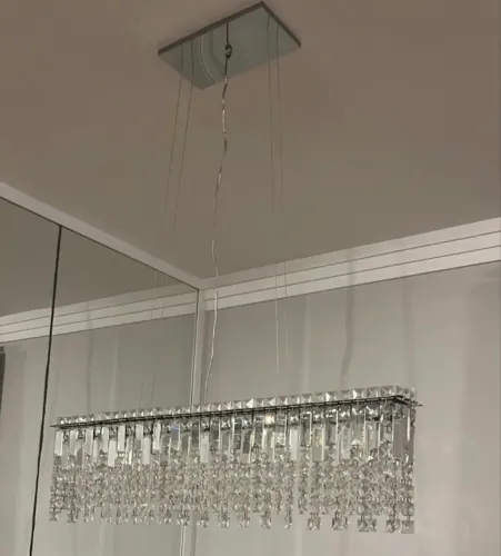 Lustre de cristal legítimo inox espelhado 