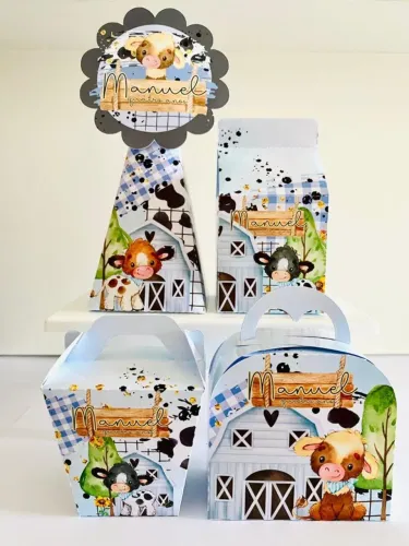 Caixa para Lembrancinha Personalizada - Fazendinha Menino