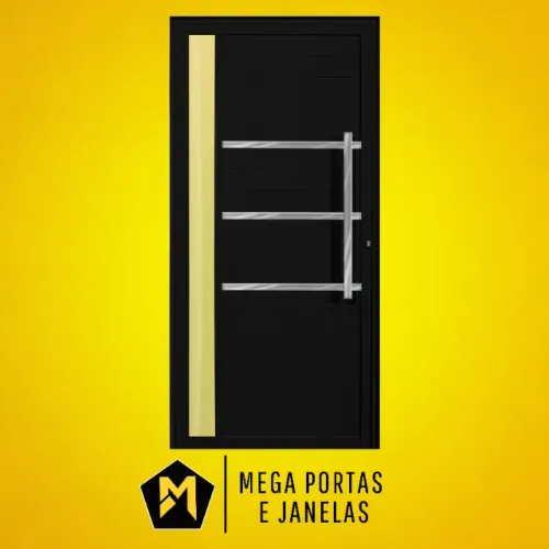 Porta Lambril Alumínio Preto Com Puxador - Linha 25 (Completa)