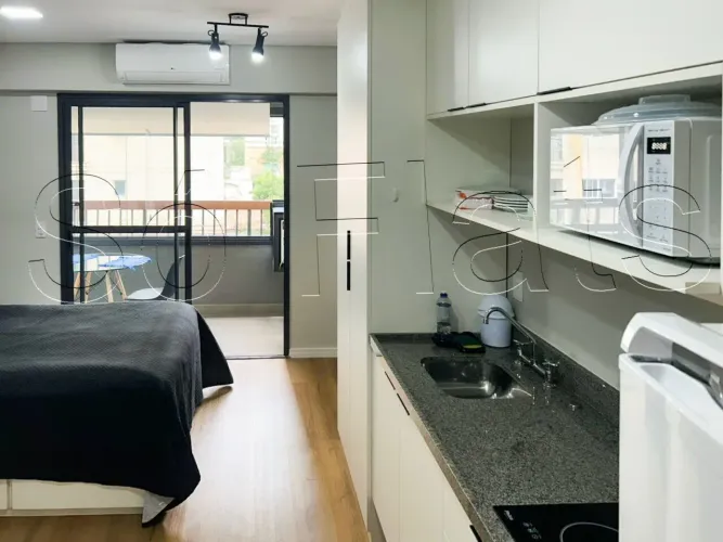Studio mobiliado à venda no Brooklin, 25m², varanda, lazer completo, perto do Metrô