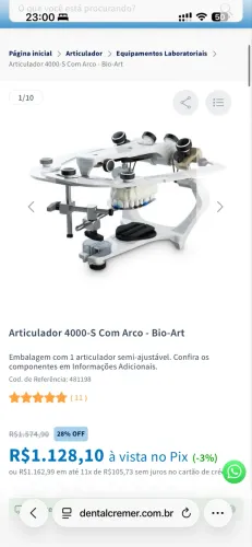 Articulador bioart semi ajustável com arco facial