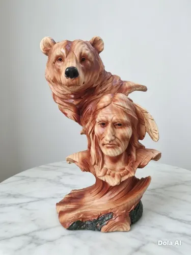 Escultura índio xama 20cm cm Resina