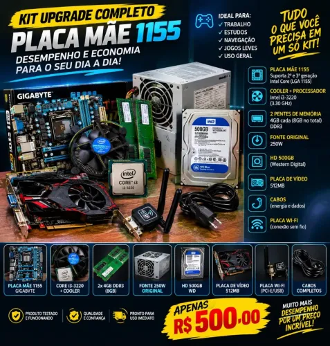 Placa Mãe + processador + memória ram + HD+ Placa Wi-Fi