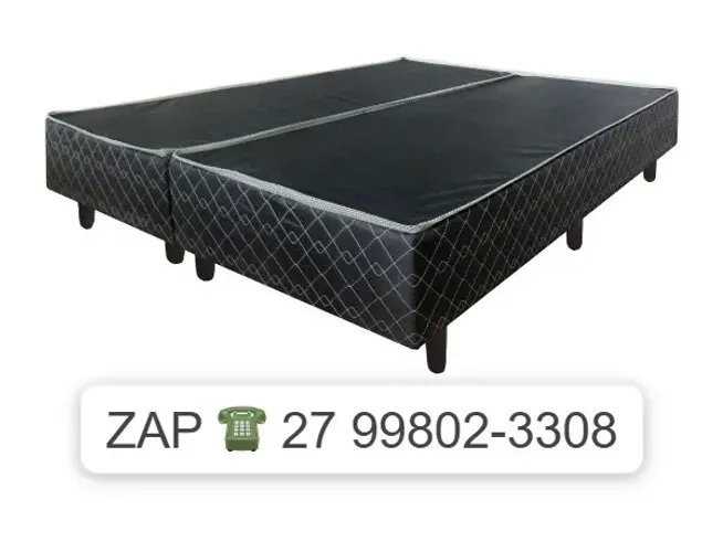 -BASE BOX COLCHAO EMOBILI PRETO 158X198X25-FRETE GRATIS