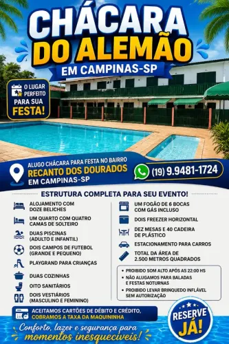 Chácara para festa em Campinas SP
