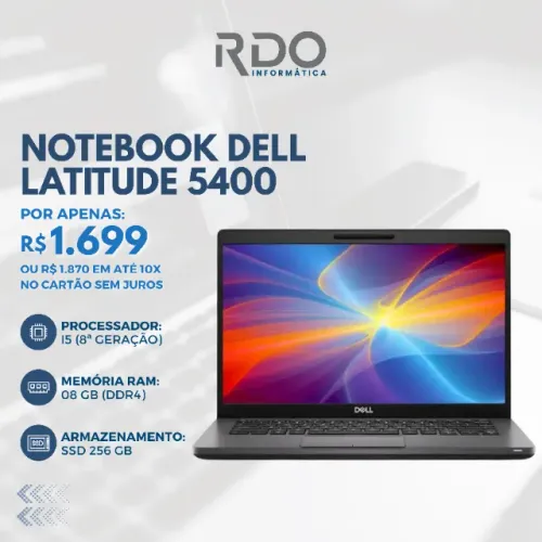 Notebook Dell Latitude 5400 i5 8ª 8GB DDR4 SSD 256GB | Notebook de alto desempenho!