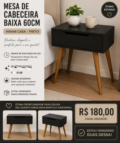 Vendo 2 mesinhas de cabeceiras novíssima pouco tempo de uso