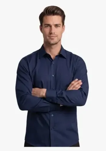 Camisa Masculina, Azul Marinha, Tamanho G, Zoe, 60% Algodão e 40% Poliéster