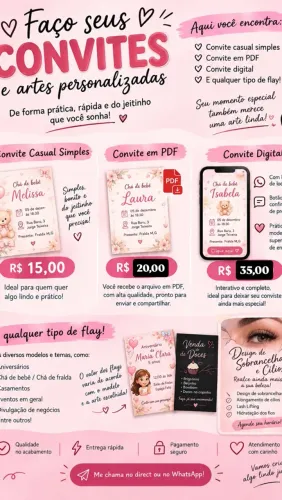 Faço Convites, Digitais, PDF, Flyers e Banners Personalizados!