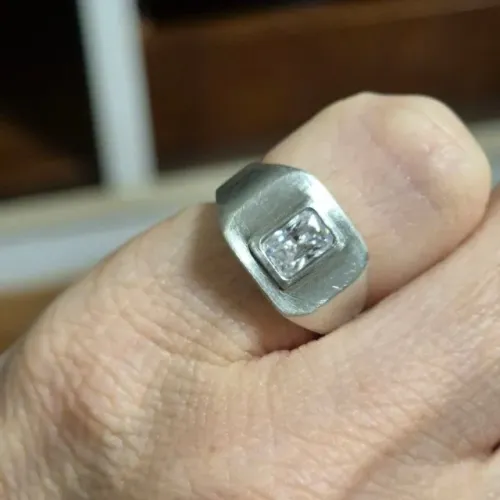 anel ajustável signet moissanite prata 925