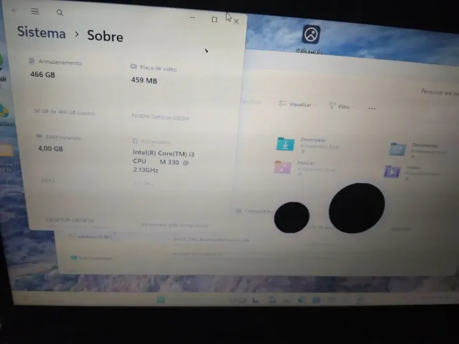 Notebook hp dv6 funcionando tudo carcaça boa Windows 11 25h2 tela com manchas e tecl ruim