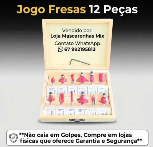 Jogo De Fresas Para Madeira Com 12 Peças COD: 031