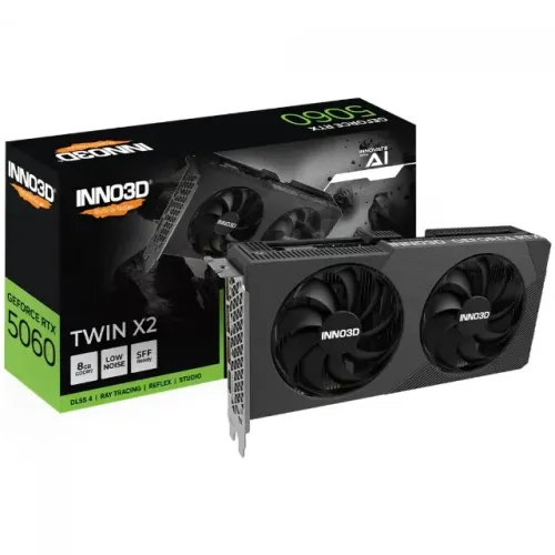 Placa de Vídeo INNO3D NVIDIA GeForce RTX 5060 TWIN X2, 8GB, GDDR7, DLSS, Ray Tracing, N506