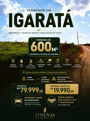 TERRENOS EM IGARATÁ A PARTIR DE R$ 79.999!