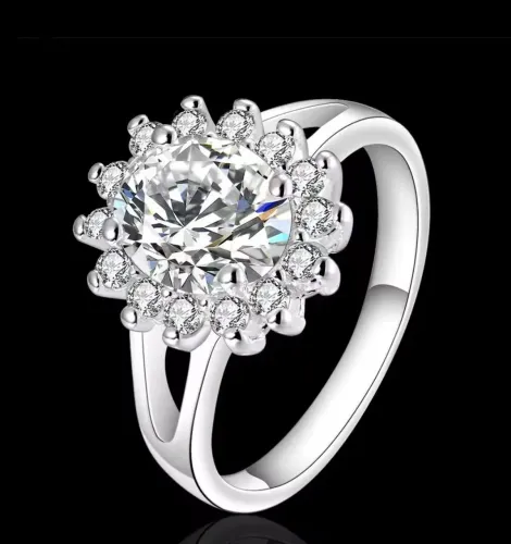 Anel Moissanite 4 CT Prata esterlina Tamanho 17