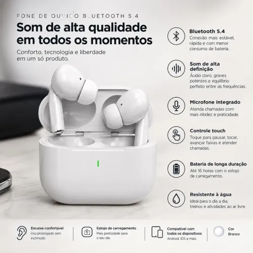 Fone De Ouvido Bluetooth 5.4