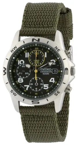 SEIKO SND377R Military Field Chonograph Relógio Quartz