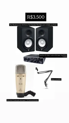 Par Monitores de referência Hs5 Yamaha 70w Rms para estúdio cor Preto