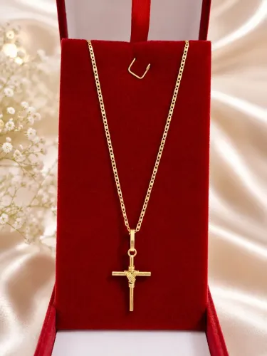 Cordão em ouro 18k com crucifixo