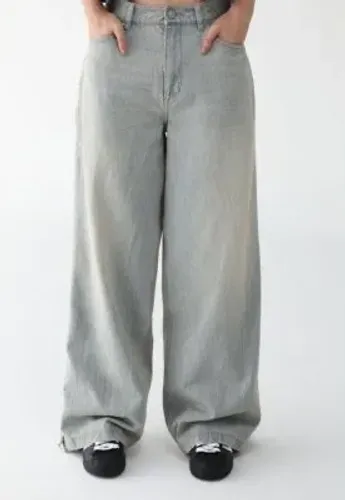 Calça Jeans Adidas Originals Wide Leg Adilenium Zipper Azul JX9210