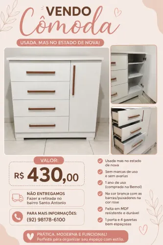 Vende-se Cômoda 4 gavetas 1 porta