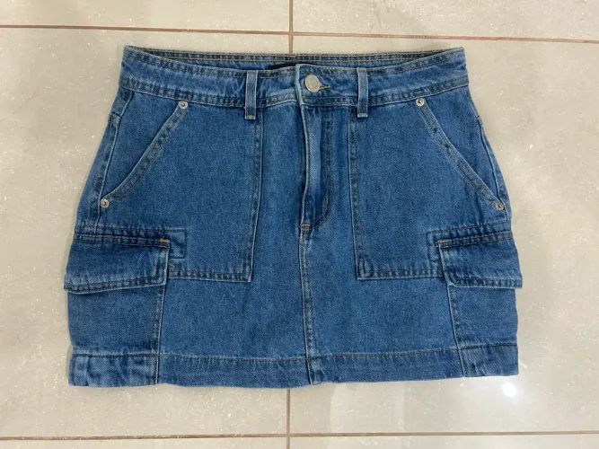 saia jeans azul