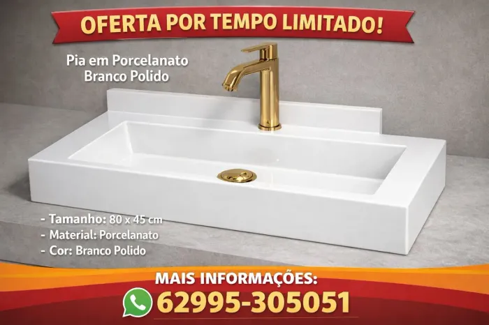 Kit Lavatório de porcelanato branco 