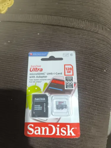 Cartão de Memória SanDisk Ultra 128GB MicroSDXC UHS-I com Adaptador - Novo Lacrado