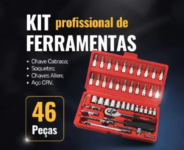 Kit com jogo de chaves com 46 peças novo