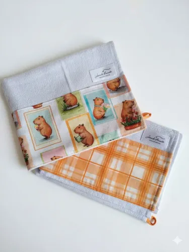 Kit Panos de prato sacaria Premium com barrado c/2