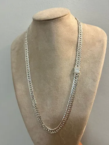 Prata Duplo Grumet Fecho Gaveta Escamada Elo Duplo 10mm Prata 950