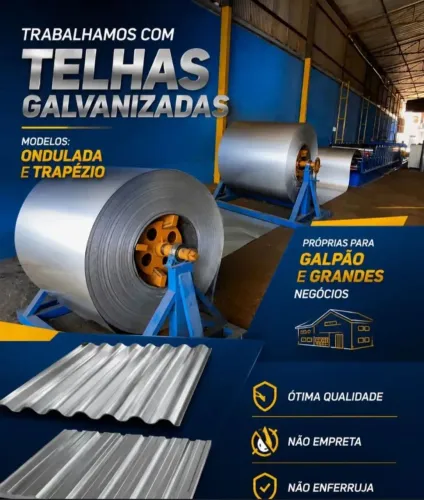 TELHAS GALVANIZADAS, TRAPÉZIO, ONDULADA E ZINCO