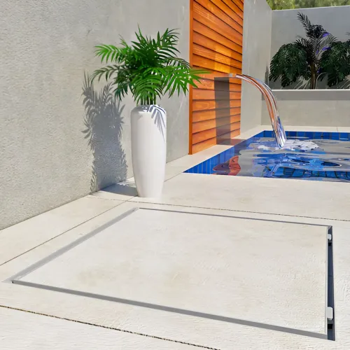 Tampa Casa de Máquinas 90X90 com Grelha invisível - Para Piscina