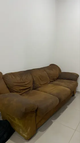 Sofá 3 Lugares Marrom Suede Muito Confortável - Estrutura Firme