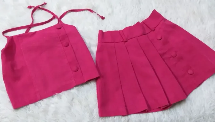 Conjunto Cropped short/saia infantil menina 8-10 anos