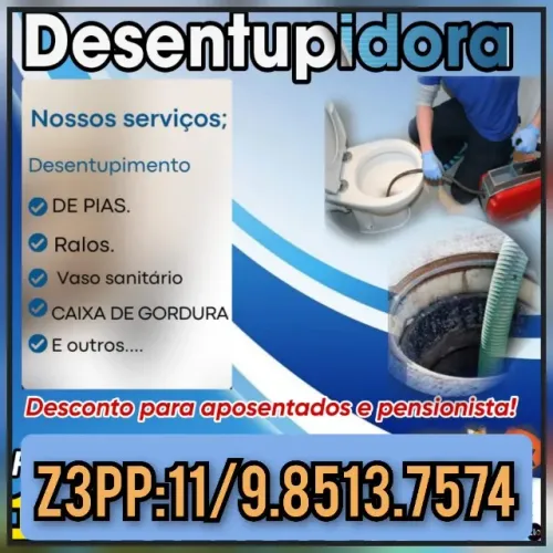 Desentupidora esgoto , caixa de gordura , canos