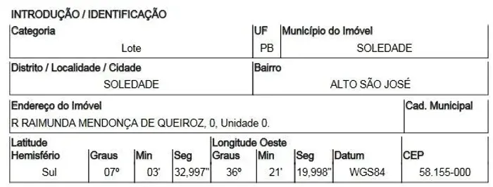 Oportunidade Única em SOLEDADE - PB | Tipo: Terreno | Negociação: Venda Direta Online | Si