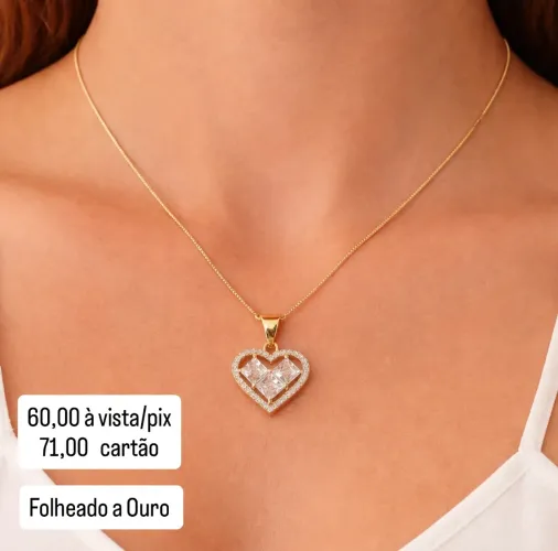 Colar Coração Folheado a Ouro