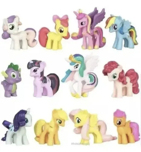 kit com 12 miniaturas de pvc do desenho litlley poney