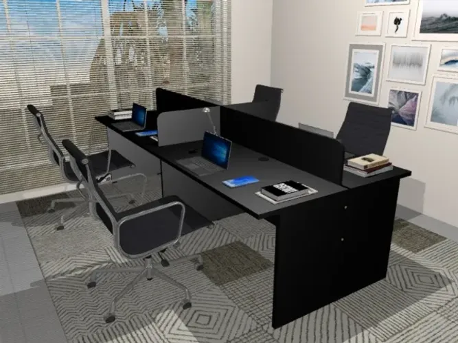 Plataforma Top Black Work Alto Padrão. L1800cm x P120cm x A104cm. Com Tomadas