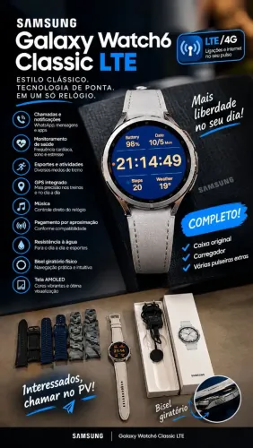 Galaxy Watch 6 classic LTE Prata Em ótimo estado