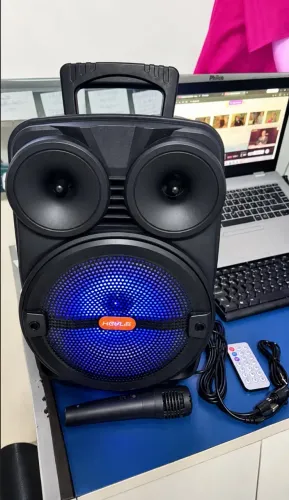 Caixa de Som Bluetooth com LED + Microfone e Controle