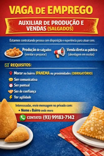 Auxiliar de cozinha e vendas