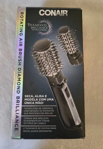 Escova Secadora Rotativa Diamond Preto E Prata Conair 220v