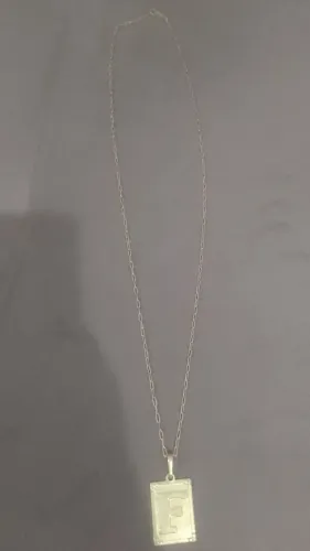 Corrente tijolinho de moeda antiga são Jorge 70cm