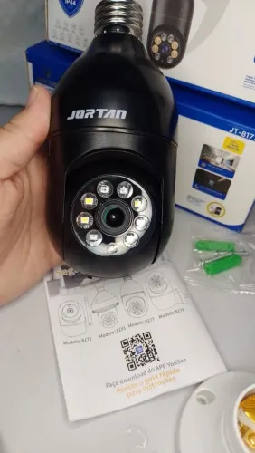 Câmera Lâmpada Jortan Preta Wifi 360° (Gira pelo Celular)